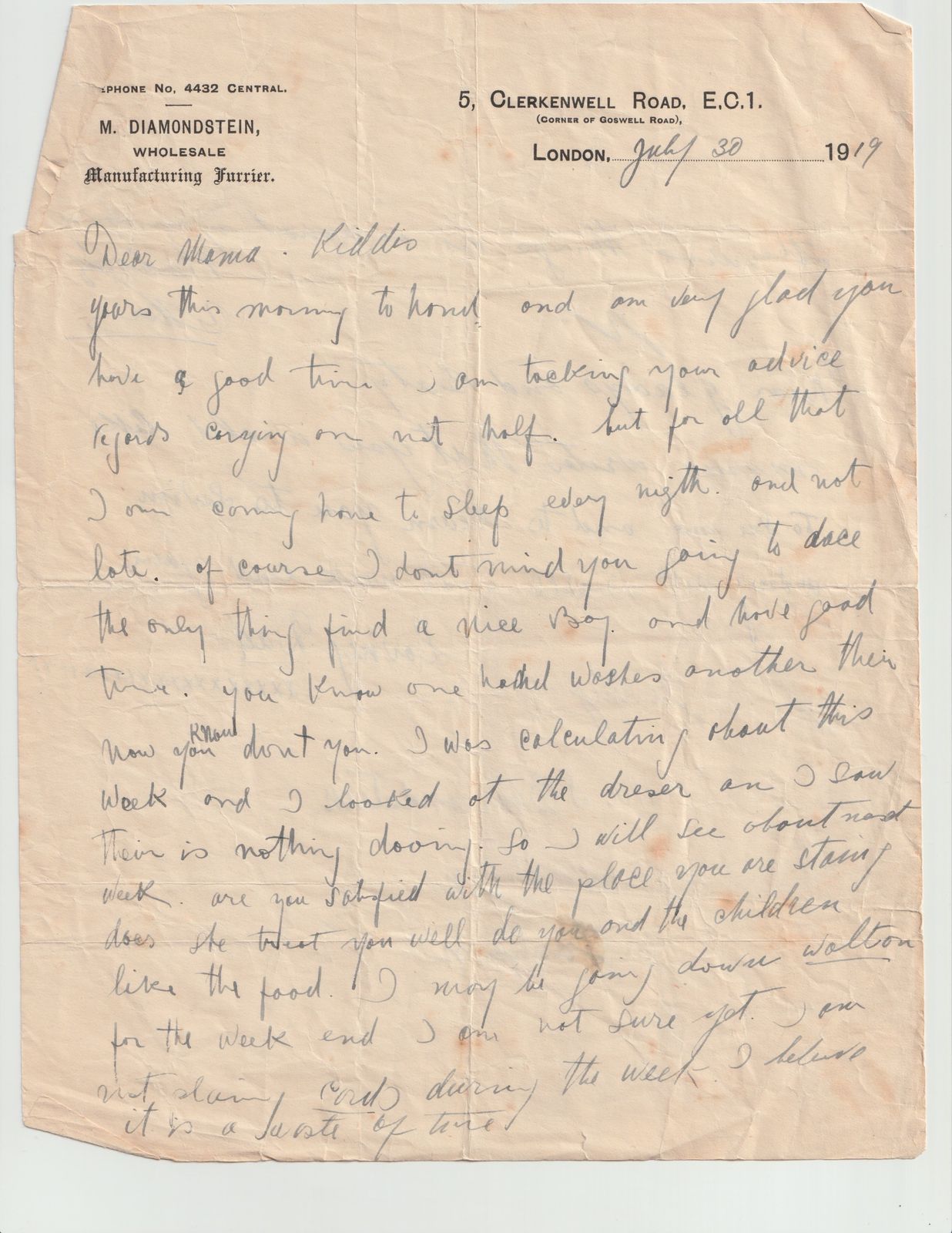 Diamondstein Letter to Mona