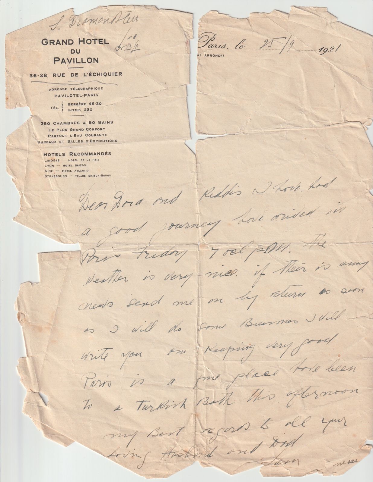 Letter from Grandhotel