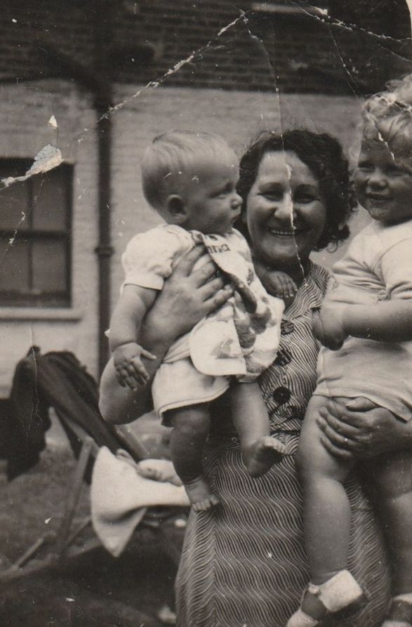 Dora as a grandmother, with her two grandsons Robin and Gary.