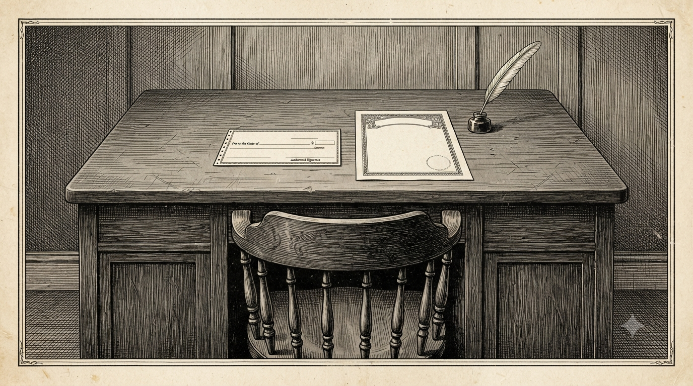A cheque, not a voice — the archive's last twenty-five years.